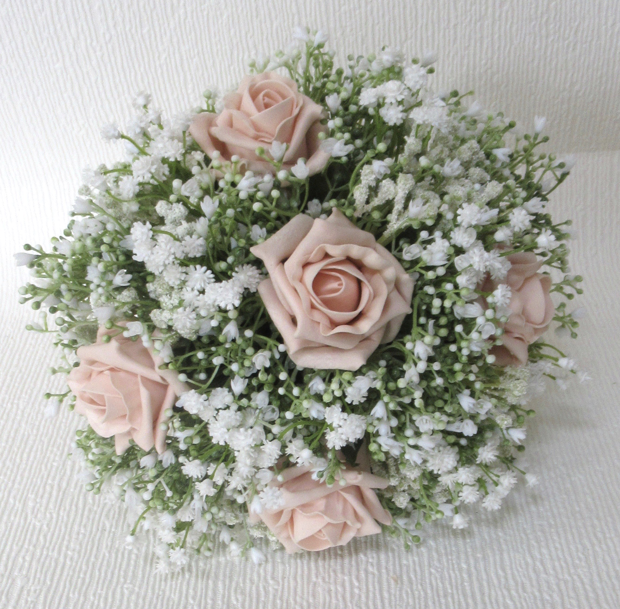 Rose and gypsophila bridesmaid bouquet, rustic bridesmaid flowers